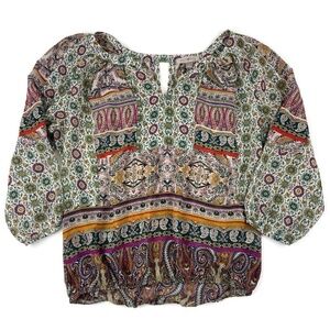 Roz & Ali Womens Blouse White Floral Small